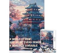 Adults Puzzles 1000 Piece Jigsaws Japanese Haiku Castle Art Practical Game Pattern Assembly Anti-Stress Toys Fun at Home Activities, (38x26cm)