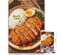 Adults Puzzles 1000 Piece Jigsaws Japanese Katsu Curry with Rice And Egg Unique Challenge Game Family Activities Gifts Ideas Size 38x52cm