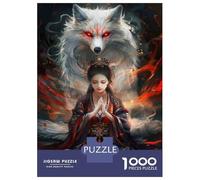 Adults Puzzles 1000 Piece Jigsaws Japanese Wolf Spirit Art Print Adult Jigsaw Puzzle Brain Teaser Game Stress Reliever for Is Ideal As A Gift 52x38cm/1000pcs