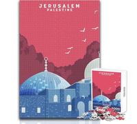 Adults Puzzles 1000 Piece Jigsaws Jerusalem at Night Poster Peaceful Relaxing Leisure Pursuit Ideal Accurate Cut Play Craft Toy Size 50x75cm