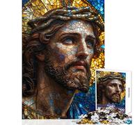 Adults Puzzles 1000 Piece Jigsaws Jesus Christ Stained Glass Hands-on Game Home Decoration Educational Toy Birthday And Unique Gifts (38x52cm)