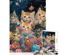 Adults Puzzles 1000 Piece Jigsaws Kittens And Candy Practical Game Staycation Kill Time Anti-Stress Toys Artists' Collection, Fine Arts (38X52cm)
