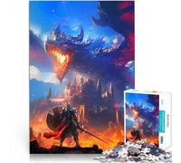 Adults Puzzles 1000 Piece Jigsaws Knight vs Dragon Trainieren Sie Ihr Gehirn und Ihre Hände Wohnkunstdekor52x38cm
