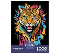 Adults Puzzles 1000 Piece Jigsaws Leopard Head Graffiti Jigsaw Puzzle Anti-Stress Toys A Work of Art Unique Gifts for Birthday And Christmas 70x50cm/1000pcs