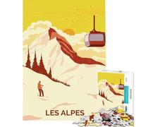 Adults Puzzles 1000 Piece Jigsaws Les Alpes Mountain Jigsaw Brain Teaser Game For Family Fun Unique Gifts for Birthday And Christmas (Size 38x52cm)