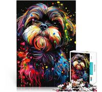 Adults Puzzles 1000 Piece Jigsaws Lhasa Apso Dog Art Puzzle Artwork Stress Reliever Staycation Kill time for Teens Age 14 Years Up 26x38cm