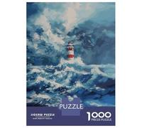 Adults Puzzles 1000 Piece Jigsaws Lighthouse in The Storm Adult Jigsaw Puzzle Relax Games Precision Cutting Difficult And Challenge 38x26cm/1000pcs