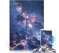 Adults Puzzles 1000 Piece Jigsaws Lighthouse Under Milky Way Präzisionsschnitt Geschenke für Freunde und Familie75x50cm