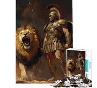 Adults Puzzles 1000 Piece Jigsaws Lion And Warrior Duo Puzzles for Adults Anti-Stress Toys Improve Memory for Is Ideal As A Gifts (Size 38x26cm)