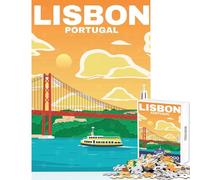 Adults Puzzles 1000 Piece Jigsaws LISBON PORTUGAL TRAVEL ART Puzzle for Adults Handson Game Difficult Challenge Difficult And Challenge (Size 38x52cm)