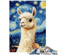Adults Puzzles 1000 Piece Jigsaws Llama Starry Night Art Impossible Game Presents for Women Home Decoration Toys Birthday And Unique Gifts Size 75x50cm