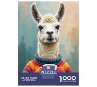 Adults Puzzles 1000 Piece Jigsaws Llama with Coffee Cup Adult Jigsaw Puzzle Brain Teaser Game Stress Reliever for Is Ideal As A Gift 70x50cm/1000pcs