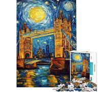 Adults Puzzles 1000 Piece Jigsaws London Bridge Under Starry Skies Jigsaw Puzzles 1000 Practical Game Great Gifts And Toys Staycation Kill Time (Size 38x26cm)