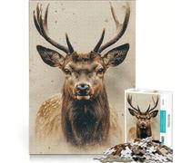Adults Puzzles 1000 Piece Jigsaws Majestic Elk Portrait Educational Games Challenging To Complete Unique Birthday And Gifts 50x75cm