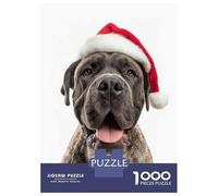 Adults Puzzles 1000 Piece Jigsaws Mastiff Dog with Santa Hat Jigsaw Puzzle Anti-Stress Toys A Work of Art Unique Gifts for Birthday And Christmas 70x50cm/1000pcs