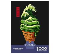 Adults Puzzles 1000 Piece Jigsaws Matcha Wave Ice Cream Cone Jigsaws for Adults Toy Wall Decor Difficult Challenge Difficult And Challenge 52x38cm/1000pcs