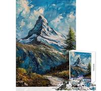 Adults Puzzles 1000 Piece Jigsaws Matterhorn Impression Practical Game Staycation Kill Time Anti-Stress Toys Artists' Collection, Fine Arts (38X52cm)