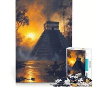 Adults Puzzles 1000 Piece Jigsaws Mayan Pyramid at Sunset Educational Games Challenging To Complete Unique Birthday And Gifts 50x75cm