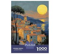 Adults Puzzles 1000 Piece Jigsaws Mediterranean Village Sunset Jigsaw for Adults Anti-Stress Toys Enhance Memory Difficult And Challenge 70x50cm/1000pcs