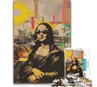 Adults Puzzles 1000 Piece Jigsaws Mona Lisa Basquiat Style Home Decoration Gift Birthday for Ages 14 And over (size 50x75cm)