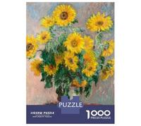 Adults Puzzles 1000 Piece Jigsaws Monet Bouquet of Sunflower Jigsaw Puzzle Anti-Stress Toys A Work of Art Unique Gifts for Birthday And Christmas 70x50cm/1000pcs