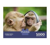 Adults Puzzles 1000 Piece Jigsaws Monkey Looking in Mirror Puzzles for Adults Family Games Home Decoration for Is Ideal As A Gift 38x26cm/1000pcs