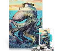 Adults Puzzles 1000 Piece Jigsaws Monster octopus under the island Schwierig Schwer Künstlersammlung, Bildende Kunst75x50cm