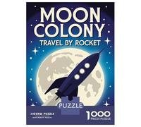 Adults Puzzles 1000 Piece Jigsaws Moon Colony Travel by Rocket Puzzle for Adults Relax Games Presents for Women for Is Ideal As A Gift 52x38cm/1000pcs