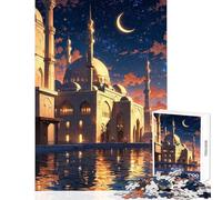 Adults Puzzles 1000 Piece Jigsaws Mosque Night Scene Educational Toy Gifts Ideas for Educational Game Improving Love between Couples Size 38x26cm