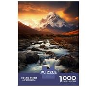 Adults Puzzles 1000 Piece Jigsaws Mountain River Sunset Landscape-1 Puzzle for Adults Fun Games Staycation Kill Time Parent-child Interaction 52x38cm/1000pcs