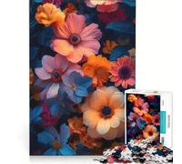 Adults Puzzles 1000 Piece Jigsaws Multi Flowers with Light DIY Toys For Family Fun with Fully Interlocking Randomly Shaped Pieces 38x26cm