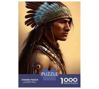 Adults Puzzles 1000 Piece Jigsaws Native American Warrior Puzzle for Adults Fun Games Staycation Kill Time Parent-child Interaction 52x38cm/1000pcs