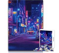 Adults Puzzles 1000 Piece Jigsaws Neon Cityscape Tough Challenge Gifts Ideas for 14+ Puzzle Game Offered (size 38x26cm)