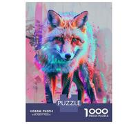 Adults Puzzles 1000 Piece Jigsaws Neon Glitch Fox Puzzle for Adults Toy Wall Decor Presents for Women Unique Gifts for Birthday And Christmas 38x26cm/1000pcs