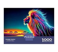 Adults Puzzles 1000 Piece Jigsaws Neon Lion Sunset Landscape Jigsaws for Adults Toy Wall Decor Difficult Challenge Difficult And Challenge 70x50cm/1000pcs