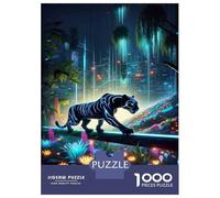 Adults Puzzles 1000 Piece Jigsaws Neon Tiger Fantasy Art Print Puzzle for Adults Relax Games Presents for Women for Is Ideal As A Gift 52x38cm/1000pcs