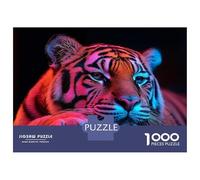 Adults Puzzles 1000 Piece Jigsaws Neon Tiger Portrait Jigsaw for Adults Family Games Pattern Assembly Difficult And Challenge 38x26cm/1000pcs