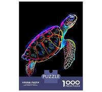 Adults Puzzles 1000 Piece Jigsaws Neon Turtle on Black Background Puzzles for Adults Family Games Home Decoration for Is Ideal As A Gift 70x50cm/1000pcs