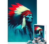 Adults Puzzles 1000 Piece Jigsaws Old Native American Chief Portrait Jigsaws for Adults Puzzle Hand Speed Race Every Piece Is Unique - Learning Educational Toys (38x52cm)