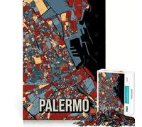 Adults Puzzles 1000 Piece Jigsaws Palermo Italy Sicily City Map Neat Fit Decor Logic Skill Play Casual Fun Time Birthday Game Gift (50x75cm)