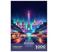 Adults Puzzles 1000 Piece Jigsaws Paris Cityscape Neon Lights Puzzle for Adults Relax Games Presents for Women for Is Ideal As A Gift 38x26cm/1000pcs