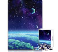 Adults Puzzles 1000 Piece Jigsaws Peaceful Space Pixel Art Unique Challenge Game Family Activities Gifts Ideas Size 50x75cm