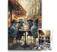 Adults Puzzles 1000 Piece Jigsaws Pigeons at A Parisian Cafe But Fun And Humorous Educational Game Gift Birthday (size 38x26cm)