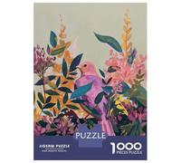 Adults Puzzles 1000 Piece Jigsaws Pink Bird in Floral Garden Painting Puzzle for Adults Toy Wall Decor Presents for Women Unique Gifts for Birthday And Christmas 38x26cm/1000pcs