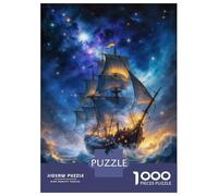 Adults Puzzles 1000 Piece Jigsaws Pirate Ship Ocean Waves Adult Jigsaw Puzzle Brain Teaser Game Stress Reliever for Is Ideal As A Gift 38x26cm/1000pcs