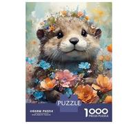 Adults Puzzles 1000 Piece Jigsaws Playful Otter Flower Crown Jigsaws for Adults Toy Wall Decor Difficult Challenge Difficult And Challenge 52x38cm/1000pcs