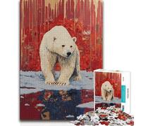 Adults Puzzles 1000 Piece Jigsaws Polar Bear Caged on ICe Home Decoration Gift Birthday for Ages 14 And over (size 50x75cm)