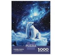 Adults Puzzles 1000 Piece Jigsaws Polar Bear in Starlight Puzzle for Adults Relaxing Games Enhance Memory Unique Gifts for Birthday And Christmas 52x38cm/1000pcs