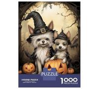 Adults Puzzles 1000 Piece Jigsaws Poodle Halloween Witch Hat Jigsaw Puzzle Anti-Stress Toys A Work of Art Unique Gifts for Birthday And Christmas 52x38cm/1000pcs