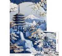 Adults Puzzles 1000 Piece Jigsaws Porcelain Fuji Temple Art Practical Game Staycation Kill Time Anti-Stress Toys Artists' Collection, Fine Arts (38X26cm)